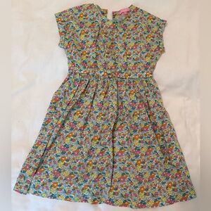 Pink and Yellow Casual Sundress with Flutter Cap Sleeves
